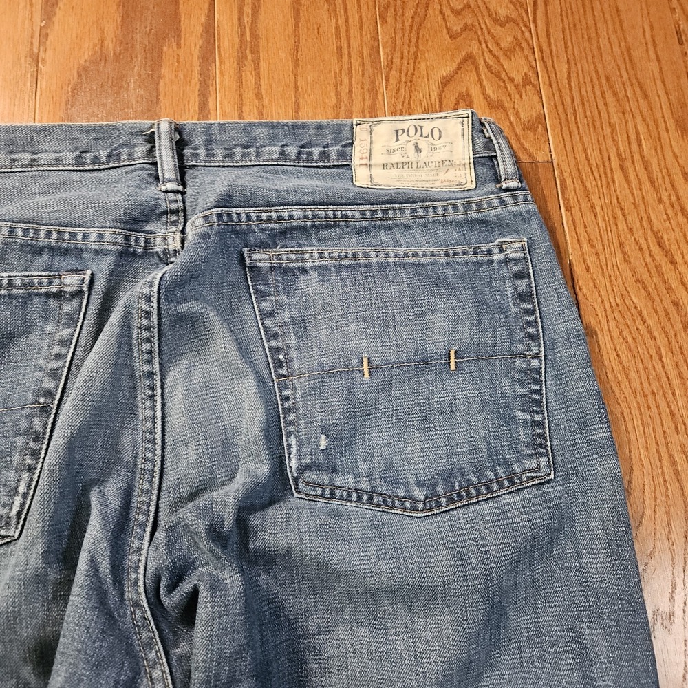Polo Ralph Lauren Mens Straight Leg Distressed Medium Wash Denim Jeans 36x30 - Picture 6 of 11
